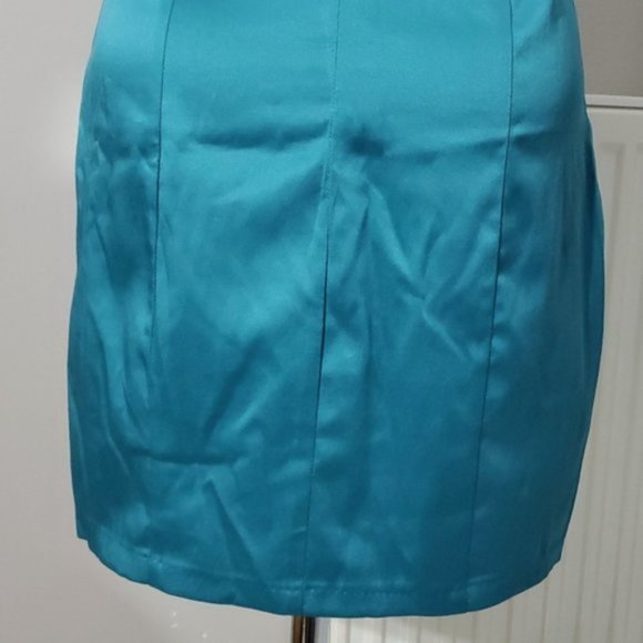 Vintage Y2K Satin Cotton Blend Strapless Sweetheart Bodycon Dress - Picture 5 of 8